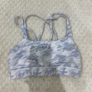 TYR sports bra blue camo